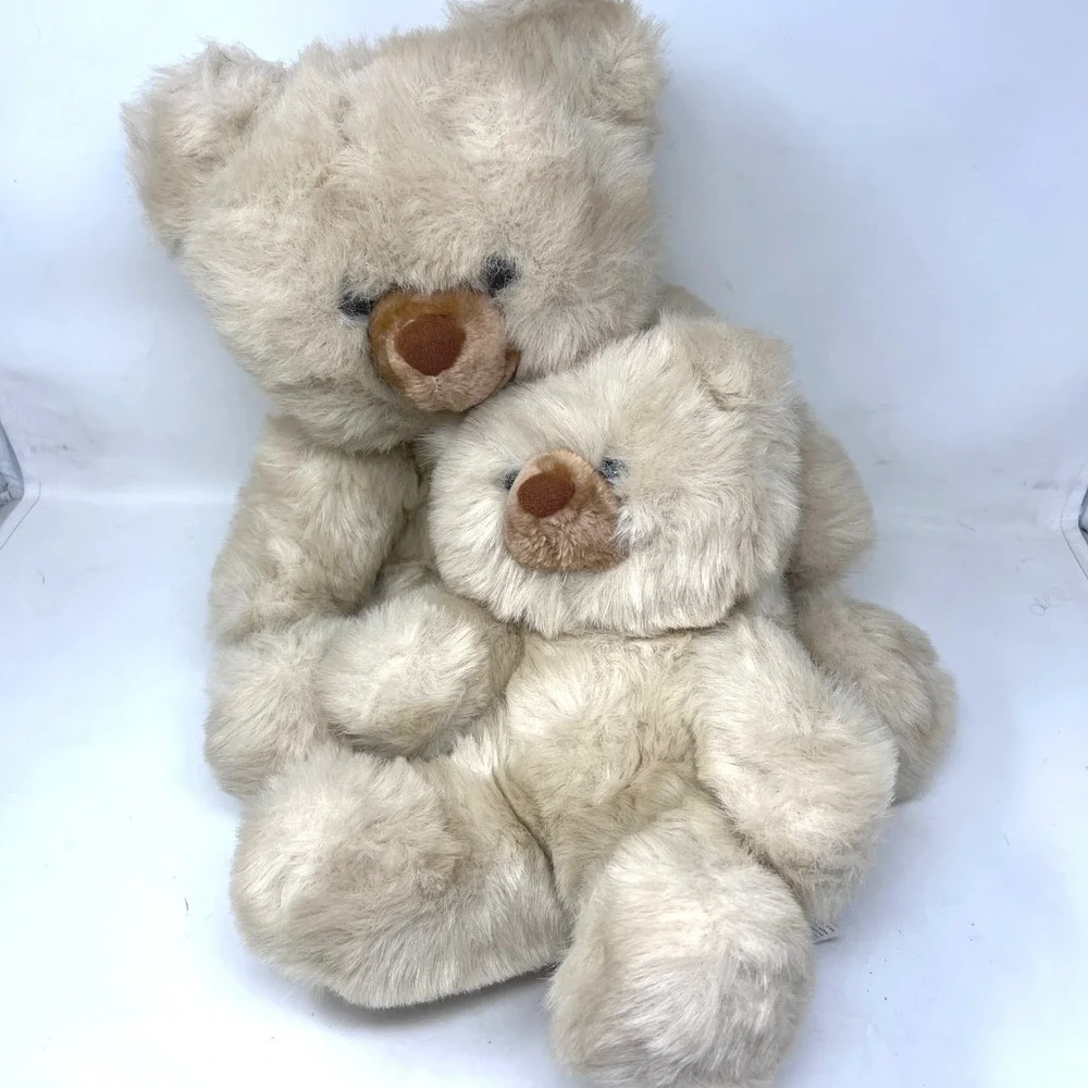 Vintage Prestige Toy‎ Corp Set of 2 Teddy Bear Plush Tan Beige 1985